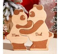 Personalised Wooden Panda Family Puzzle, Custom Engraved Wooden Puzzles with 2-8 Names, Home Decoration Mothers Day Fathers Day Birthday Gifts for Mum Dad Grandma Granny Grandpa