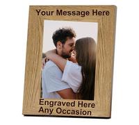 Personalised Wooden Photo Frame 6x4 - Custom Engraved Picture Frame with Any Text - Gift for Mum, Dad, Him, Her - Perfect for Mother’s Day, Wedding, Graduation & Christmas (Oak colour, Portrait)