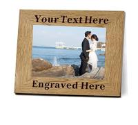 Personalised Wooden Photo Frame 6x4 - Custom Engraved Picture Frame with Any Text - Gift for Mum, Dad, Him, Her - Perfect for Mother’s Day, Wedding, Graduation & Christmas (Oak colour, Landscape)