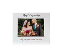 Personalised Wooden Photo Frame 6x4 - Custom Engraved Picture Frame with Any Text - Gift for Mum, Dad, Him, Her - Perfect for Mother’s Day, Wedding, Graduation & Christmas (White, Landscape)