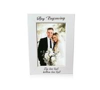 Personalised Wooden Photo Frame 6x4 - Custom Engraved Picture Frame with Any Text - Gift for Mum, Dad, Him, Her - Perfect for Mother’s Day, Wedding, Graduation & Christmas (White, Portrait)