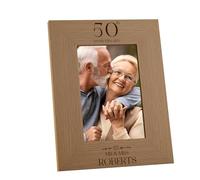 Personalised Wooden Photo Frame, Laser Engraved, Gift For 50th Anniversary Couple