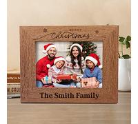 Personalised Wooden Photo Frame Picture Frames Christmas Engraved 5x7 Frames Album for Christmas Her Him Custom Gift for Baby Mum Friend Grandpa Niece （Design 2 Landscape）