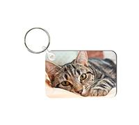 Personalised Wooden Photo Keyring - Custom Cat Lover Gift - Handmade Wooden Keyring with Your Cat's Photo - Gift for Pet Owners