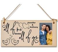 Personalised Wooden Plaque with Photo All of Me Loves All of You Romantic Valentine's Anniversary Keepsake For Him Her Hanging Gift