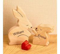 Personalised Wooden Rabbit Puzzle with 1-8 Family Name, Custom Family Name Sculpture - Ideal for Christmas, Birthdays, Housewarming - Unique Wooden Decor Gift for Mom and Dad…