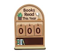 Personalised Wooden Reading Counter Sign with Name/Text- Track Your Books This Year, Flip Number Book Tracker, Handmade Bookshelf Decor & Gift for Readers & Book Lovers (Brown)