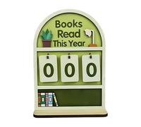 Personalised Wooden Reading Counter Sign with Name/Text- Track Your Books This Year, Flip Number Book Tracker, Handmade Bookshelf Decor & Gift for Readers & Book Lovers (Green)