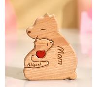 Personalised Wooden Single Parent Bear Puzzle with 2-8 Family Name, Custom Family Name Sculpture - Ideal for Mother’s Day, Christmas, Birthdays, Housewarming - Unique Wooden Decor Gift for Mom or Dad…