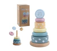 Personalised Wooden Stacking Toy for Babies 6-18 Months - Custom Name Engraved Educational Tower, Montessori Learning Toys for Toddlers 1-2 Years (19.5x10cm)