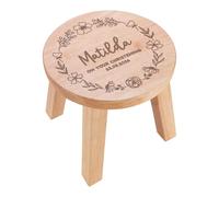 Personalised Wooden Stool Floral On Your Christening, Step Table Solid Wood Toddler Seat, Nursery Gift | 25cm X 25cm (COMES PRE-ASSEMBLED)
