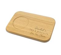 Personalised Wooden Tea & Biscuit Board for Grandad Engraved Serving Tray with Cup Holder Custom Name Gift for Grandparents Birthday Christmas Tea Lover Snack Board Kitchen Gift