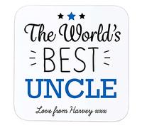 Personalised Wooden Uncle Coaster, Custom World's Best Drinks Mat Gift | Handmade in the UK | Gift for Uncle | Birthday, Christmas