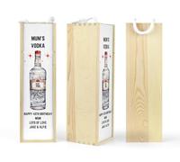 Personalised Wooden Vodka Design 70cl Bottle Gift Box For 18th|21st|30th|40th|50th|60th|70th Birthday Son|Daughter Christmas|Mother's|Father's Day|Dad|Mum