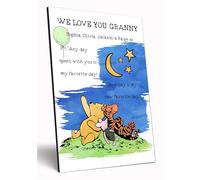 Personalised Wooden Wall Art Winnie the Pooh Quote A4 Watercolour Print Customised Mother's Day Gift Mum Grandma Nanny