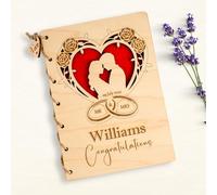 Personalised Wooden Wedding Card - Luxury Laser Cut Keepsake for Bride & Groom - Custom Engraved Names, Date & Message - Rustic Maple Wood Gift with Gold Envelope