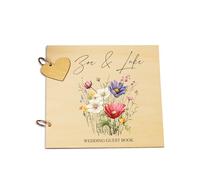 Personalised Wooden Wedding Guest Book With Wildflowers
