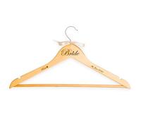 Personalised Wooden Wedding Hanger - Add your Name and Date. Bridesmaid Gift - Custom Hanger for a Bride, Groom and the Bridal Party White Ribbon