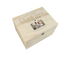 Personalised Wooden Wedding Photo Keepsake Memory Box | Custom Picture Gift | Personalised Photograph, Message, Venue, Names, Surname & Date | Perfect Wedding Day Gift | W26 x D19 x H15.5cm
