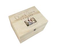 Personalised Wooden Wedding Photo Keepsake Memory Box | Custom Picture Gift | Photograph, Message, Venue, Names, Surname & Date | Perfect Day Gift | W36 x D27 x H20cm