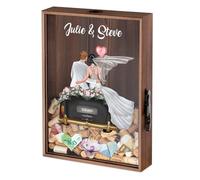 Personalised Wooden Wine Cork Holder - Overprinted Shadow Box Frame - Stick on Money Wedding Gifts for Bride and Groom - Cork Wooden Box - Keepsake Box - Personalised wedding gift for pair - Maverton