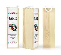Personalised Wooden Wine|Spirit Bottle Presentation Gift Box with 18th 21st 40th 50th Birthday Father's Day Design For Coach Dad|Daddy|Grandad (Football Boot Design)