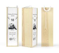 Personalised Wooden Wine|Spirit Bottle Presentation Gift Box with Sports Designs For Birthday|Father's Day|Christmas (Football Crazy)