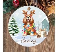 Personalised Working Dog Breed Christmas Tree Hanging Decor - Custom Name Pet Bauble For Dog Owners - Christmas Keepsake For Doggy Parents (Cocker Spaniel, MDF Wood - Indoor Use Only)