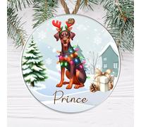 Personalised Working Dog Breed Christmas Tree Hanging Decor - Custom Name Pet Bauble For Dog Owners - Christmas Keepsake For Doggy Parents (Doberman Pinscher, Acrylic - Indoor & Outdoor Use)