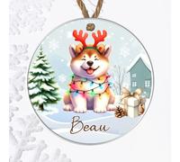 Personalised Working Dog Breed Christmas Tree Hanging Decor - Custom Name Pet Bauble For Dog Owners - Christmas Keepsake For Doggy Parents (Akita, Acrylic - Indoor & Outdoor Use)