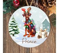 Personalised Working Dog Breed Christmas Tree Hanging Decor - Custom Name Pet Bauble For Dog Owners - Christmas Keepsake For Doggy Parents (Doberman Pinscher, MDF Wood - Indoor Use Only)
