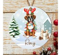 Personalised Working Dog Breed Christmas Tree Hanging Decor - Custom Name Pet Bauble For Dog Owners - Christmas Keepsake For Doggy Parents (Boxer, MDF Wood - Indoor Use Only)