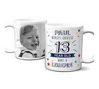 Personalised World’s Greatest Age 13 Mug, 13th Birthday, Personalised photo mug for 13-year-old boy, Personalised cup for 13th Birthday, Personalised gift for 13-year-old. Add Name and Photo