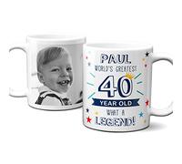 Personalised World’s Greatest Age 40 Mug, 40th Birthday, Personalised photo mug for 40-year-old man, Personalised cup for 40th Birthday, Personalised gift for 40-year-old. Add Name and Photo