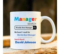 Personalised World's Best Manager Coffee Mug, Custom Name Funny Office Cup, Gift for Boss or Supervisor
