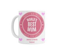 Personalised World's Best Mug Pink Design Gift for Mum Mummy Nan Nanny Grandma, Birthday, Christmas, Mother's Day, Ceramic