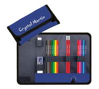 Personalised Wrap-Around Pencil Case with 12 Colouring Pencils, 2 HB Pencil embossed with name plus Helix Eraser and Metal Sharpener (Royal Blue)