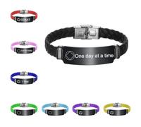 Personalised Wrap Silicone Addiction Sobriety Bracelet, Customised Engraved AA NA Commitment Symbolic Wristband Bangle for Recovery Gifts, Inspirational Custom Recoverying Anniversary Jewellery