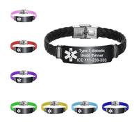 Personalised Wrap Silicone Emergency Medical Alert ID Bracelet for Men Women, Custom Health Awareness Identification Sporty Wristband, Medic Alarm Jewellery for Safety, Name/ICE/Allergies Customised