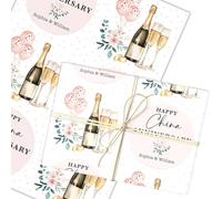 Personalised Wrapping Paper 20th China Wedding Anniversary Floral Champagne | Custom Gift Wrap, Sheets or Rolls, Customised Personalized Wrapping Paper