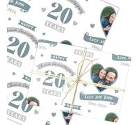 Personalised Wrapping Paper 20th Wedding Anniversary 20 Year Photo China Heart | Custom Gift Wrap, Sheets or Rolls, Customised Personalized Wrapping Paper