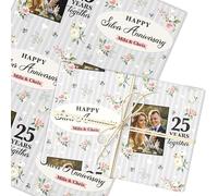 Personalised Wrapping Paper 25th Silver Wedding Anniversary Photo Gift-Wrap | Custom Gift Wrap, Sheets or Rolls, Customised Personalized Wrapping Paper