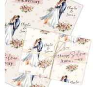 Personalised Wrapping Paper 25th Silver Wedding Anniversary Wedding Couple | Custom Gift Wrap, Sheets or Rolls, Customised Personalized Wrapping Paper