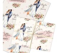 Personalised Wrapping Paper 2nd Cotton Wedding Anniversary Couple Gift Wrap | Custom Gift Wrap, Sheets or Rolls, Customised Personalized Wrapping Paper