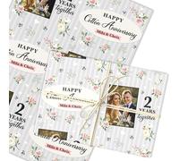 Personalised Wrapping Paper 2nd Cotton Wedding Anniversary Photo Gift-Wrap | Custom Gift Wrap, Sheets or Rolls, Customised Personalized Wrapping Paper