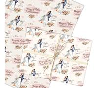 Personalised Wrapping Paper 2nd Cotton Wedding Anniversary Watercolour Couple | Custom Gift Wrap, Sheets or Rolls, Customised Personalized Wrapping Paper