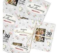 Personalised Wrapping Paper 30th Pearl Wedding Anniversary Photo Gift-Wrap | Custom Gift Wrap, Sheets or Rolls, Customised Personalized Wrapping Paper
