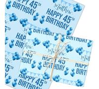 Personalised Wrapping Paper 45th Birthday Blue For Him Custom Gift Wrap | Custom Gift Wrap, Sheets or Rolls, Customised Personalized Wrapping Paper