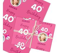 Personalised Wrapping Paper 45th Birthday Pink Photo For Her Custom Gift-Wrap | Custom Gift Wrap, Sheets or Rolls, Customised Personalized Wrapping Paper