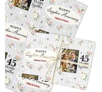 Personalised Wrapping Paper 45th Sapphire Wedding Anniversary Floral Photo | Custom Gift Wrap, Sheets or Rolls, Customised Personalized Wrapping Paper